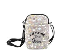 MNIGIU Silly Goose Gifts I'll Bring The Goose Cute Goose With Wildflower Crossbody Bag Flower Nature Animal Messenger Bag, I'll Bring the Goose