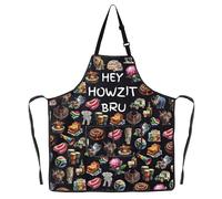 MNIGIU South African Kitchen Apron South Africa Souvenirs Gifts South Africa Culture Pattern Apron Hey Howzit Bru Gifts (South African Apron)