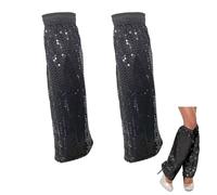 MniimaLuxe 1 Pair of Abba Costume Women's Sequin Cuffs Silver, Women's Disco Costume 70s, Glitter Boot Covers for Abba Outfit, Disco Outfit, Carnival, Fancy Dress and Hippie 70s Costume