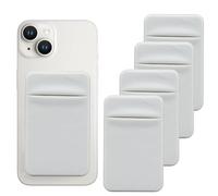 MniimaLuxe Pack of 4 Card Holder Mobile Phone with Self-Adhesive, Mobile Phone Case Card Slot, Wallet for Sticking on for the Back of the Phone, White, M, Casual