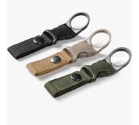 Mnixy 3 Pack Nylon Water Bottle Holder Straps for Hiking and Camping | Three nylon bottle clip straps in black, khaki and army green attach to belts or backpacks for hiking and daily carry.