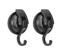 Mnixy Heavy Duty Vacuum Suction Cup Hooks Powerful Suction Cup Hooks Wreath Hanger for Bathroom and Restroom Shower,Easy to Install and Removable (Black, 2Pack)