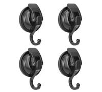 Mnixy Heavy Duty Vacuum Suction Cup Hooks Powerful Suction Cup Hooks Wreath Hanger for Bathroom&Restroom Shower (Black, 4Pack)