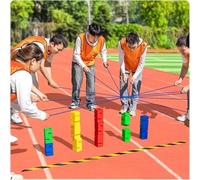 MNJVCFDS Team Tower Game Adults Work Outdoor Activities Field Day Teamwork Block Stacking Game Kit for Office School Group