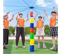 MNJVCFDS Team Tower Game for Adults Work Outdoor Activities Field Day Group Learning Activity Teamwork Block Stacking Game Kit