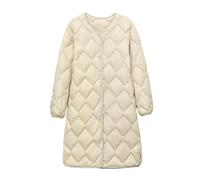Mnjyihy Women Long Lightweight White Duck Down Keep Warm Jackets Slim Fit V-Neck Down Liner Coats Creamy-white XXL