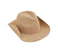 Mnjyihy Womens Hand-Woven Crochet Raffia Sun Hat Summer Western Cowboy With Curled Brim Beach Sun Straw Hats color 55-58cm