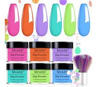 Mnk66 6 Colours Dip Powder Set, Neon Dip Powder Dipping Colour Set, Shiny Nail Art Manicure DIY Salon Home Gift for Women (Yysddps-04-6 Pieces)