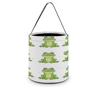 MNKTC Tote Bag Little Green Frog Printed Halloween Candy Bags Trick Or Treat Party Multipurpose Reusable Goody Bucket Personalized Bag, Little Green Frog, One Size