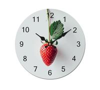 MNKTC Wall Clock A Strawberry Hanging Printed Wooden Wall Clocks Simple Clock Battery Operated Silent Non Ticking Vintage Wooden Clock Home Decor for Kitchen Living Room Bedroom Office 11.8 Inches