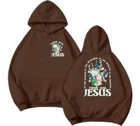 MNLYBABY Christian Hoodie Women Jesus Religious Faith Sweatshirt God Bible Verse Shirt Inspirational Pullover Tops, Brown, S
