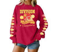 MNLYBABY Game Day Sweatshirts Women Football Mom Sweatshirt Sunday Funday Shirt Weekend Fans Pullover Red Gold Vintage Tops, Red, XL