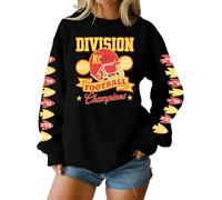 MNLYBABY Game Day Sweatshirts Women Football Mom Sweatshirt Sunday Funday Shirt Weekend Fans Pullover Red Gold Vintage Tops, Black, S