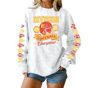 MNLYBABY Game Day Sweatshirts Women Football Mom Sweatshirt Sunday Funday Shirt Weekend Fans Pullover Red Gold Vintage Tops, Grey, S