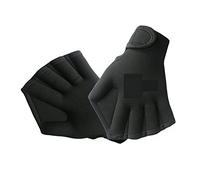 MNMIOIO Wetsuit Gloves, 1 Pair Adjustable Neoprene Webbed Swimming Gloves Aquatic Fit SwimPaddles Snorkeling Diving Hand Web Water Half Finger(Black One Size)