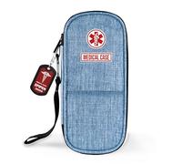 mnmoom EpiPen Medical Carrying Case, Travel Medication Bag Insulated Fits 2 EpiPens, Asthma Inhaler, Anti-Histamine, Auvi-Q, Allergy Medicine Essentials-with a Epipen Tag (Blue-XL)
