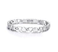 mnmoom Heart Bracelets for Women Stainless Steel with Rose gold, gold plating Heart links bracelets, L, Stainless Steel, no gemstone