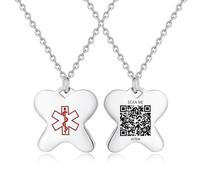 mnmoom Lovely medical alert id necklace with QR Code charm for women men Digitalization Medical Alert pendant,Dynamic Web Information, One Size, Stainless Steel, No Gemstone
