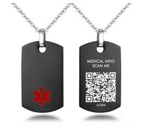 mnmoom Lovely medical alert id necklace with QR Code charm for women men Digitalization Medical Alert pendant,Dynamic Web Information, One Size, Stainless Steel, No Gemstone
