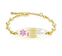 mnmoom Lymphedema Alert bracelet no bp no needles bracelet for women adjustable stainless steel breast cancer medical bracelets, 7 Inch, Metal