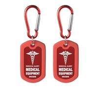 mnmoom Medical Equipment Luggage Tag -Aluminum Travel Essentials Medical Luggage Tag (2X Red)
