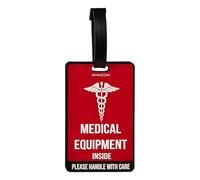 mnmoom Medical Equipment Luggage Tag -Travel Essentials Medical Luggage Tag (Red, 1 Pack)