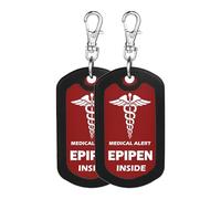 mnmoom Medical Identification Tag (2pcs), Waterproof Aluminum EpiPen Inside Alert Zipper Pull Bag Tag