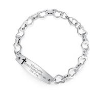 mnmoom Religious Bible Verse Bracelets for women Faith Christian Stainless Steel Inspirational ID Bracelets for Lady, Baptism confirmation Gift, M, Metal, no gemstone