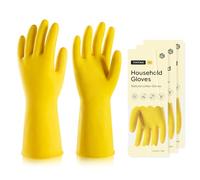 MNOPQ 6 Pairs Rubber Cleaning Gloves,Reusable Dishwashing Gloves,Household Dish Gloves for Washing, Cleaning, Kitchen, Painting, Gardening, Pet Care,Extra Thickness,Non-Slip,M