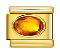 mnovember Tourmaline 18K Gold Month Birth Year Birthday Stone Anniversary Birthstone Crystal Silver Italian 9mm Link Stainless Steel Bracelet Charm Compatible With Nomination