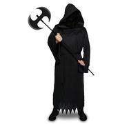 MNPET Men Grim Reaper Costume Adult Black Ghost Phantom Costumes Black Robe Cool Reaper Costumes cloak-M