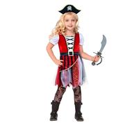 MNPET Pirate Costume Kids Girls Buccaneer Princess Dress for Girls,Halloween Pirate Dress Up Kids theme party and Role Play Toddler(3-4yrs)