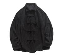 MNRIUOCII Corduroy Jacket Men's Medieval Shirt Traditional Martial Arts Kung Fu Tai Chi Classic Tangzhuang Style Long Sleeve Jacket Training Uniform Leisure Shirts Chinese Tops, black, 3XL
