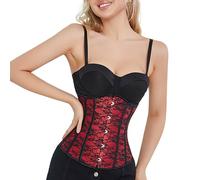MNRIUOCII Corsage Classic Underbust Women's Corset Large Sizes Corset Top Waist Training Full Bust Corset Steampunk Spaghetti Straps Corset Top Bodysuit Shapewear Tummy Control Corset, A red, XXXXL