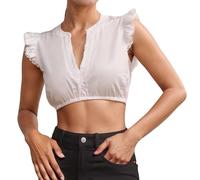 MNRIUOCII Dirndl Blouses for Women Lace Dirndl Blouses Traditional Oktoberfest Costume Elegant Costume Blouse Wedding Blouse Bavarian Festive Blouse Traditional Folk Festival Top, B White, M