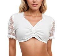 MNRIUOCII Dirndl Blouses for Women Lace Dirndl Blouses Traditional Oktoberfest Costume Elegant Costume Blouse Wedding Blouse Bavarian Festive Blouse Traditional Folk Festival Top, M White, XL