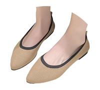MNRIUOCII Flat Shoes Women's Elegant French Ballet Shoes with Pointed Cap and Flat Heel Breathable Comfortable Casual Shoes for Everyday and Special Occasions Women's Shoes, khaki, 6 UK