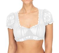 MNRIUOCII Lace Women's Dirndl Blouse Drawstring Dirndl Blouse Short Sleeve V-Neck Traditional Blouse Wedding Blouse Bavarian Costume Blouses for Oktoberfest Folk Festival Festive Top, P White, M