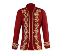 MNRIUOCII Men's Steampunk Coat Hussar Drumers Jacket Renaissance Medieval Jacket Victorian Uniform Gothic Tailcoat Pirate Cosplay Halloween Costume Vintage Suit Jacket, red, S