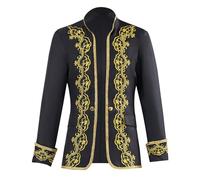 MNRIUOCII Men's Steampunk Coat Hussar Drumers Jacket Renaissance Medieval Jacket Victorian Uniform Gothic Tailcoat Pirate Cosplay Halloween Costume Vintage Suit Jacket, black, L