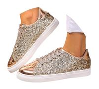 MNRIUOCII Sneaker Shoes Orthopaedic Women's Shoes Ultralight Comfortable Slip-On Shoes with Breathable Soft Sole Non-Slip and Glitter Finish for Lazy Days Summer Shoes, gold, 5 UK