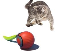 Mnrkaoic Rechargeable Interactive Cat Toy Ball, Electric Chasing Ball Self-Moving Rolling Cat Toy Smart Pet Teaser with Tail for Indoor House Fun (Orange)