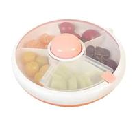 Mnrkaoic Snack Spinner, Portable Snacks Food Serving Tray Kids Snack Spinner Toddler Spinner Snacks Box with 5 Compartments and Lid, Multifunctional Rotating Food Box, Fruit Organizer (Pink)