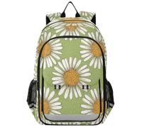 Mnsruu 15.6 Laptop Backpack Daisies on A Green Background with Polka Dots Schoolbag for for Teenager Girls,Lightweight Travel Backpack Rucksack for College Work,45 x 33 x 17 CM