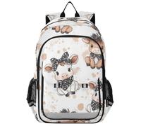 Mnsruu 15.6 Laptop Backpack Featuring A Bow and Cow Pattern Schoolbag for for Teenager Girls,Lightweight Travel Backpack Rucksack for College Work,45 x 33 x 17 CM