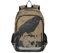 Mnsruu 15.6 Laptop Backpack Gothic Style Crow Schoolbag for for Teenager Girls,Lightweight Travel Backpack Rucksack for College Work,45 x 33 x 17 CM