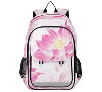 Mnsruu 15.6 Laptop Backpack Lilies and Lotuses on A White Schoolbag for for Teenager Girls,Lightweight Travel Backpack Rucksack for College Work,45 x 33 x 17 CM
