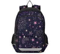 Mnsruu 15.6 Laptop Backpack Space Galaxy Constellation Purple Stars Moon Sun Schoolbag for for Teenager Girls,Lightweight Travel Backpack Rucksack for College Work,45 x 33 x 17 CM