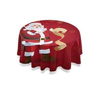 Mnsruu 152.4 CM Round Red Santa Claus Merry Christmas Tablecloth Table Cloth Cover Decorative Lace Macrame for Buffet Table, Party, Holiday Dinner