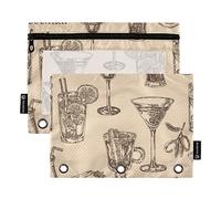 Mnsruu 2 Pack Binder Pouches,Cocktail Ring Binders File Folders Pen Bag for Office School